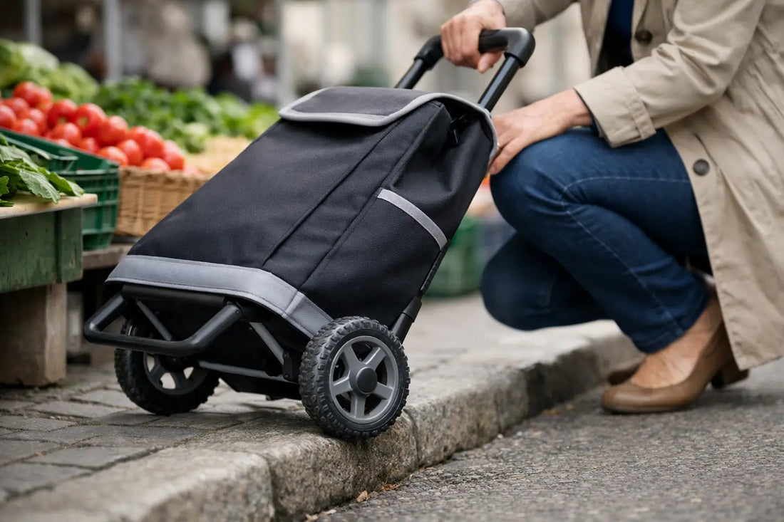 Trolley sicher über Randsteine ziehen ohne Mühe