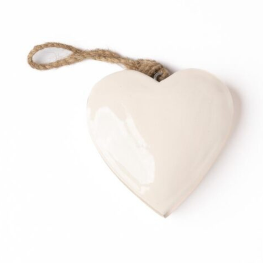 Holzherz mit Kordel shabbychic weiss glanz