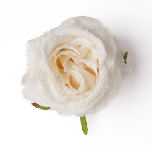 Rose weiss mit Schneekristal